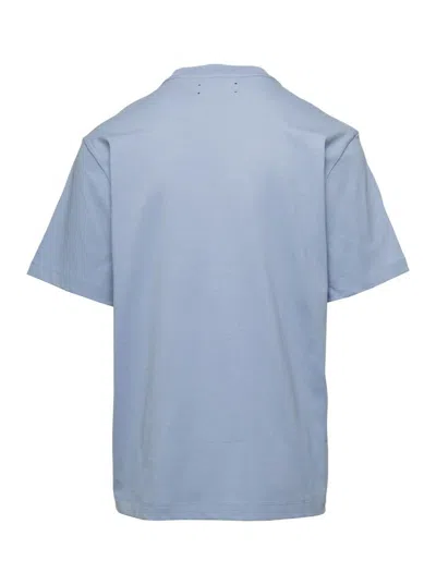 Shop Amiri Light Blue Crew Neck T-shirt In Cotton Man