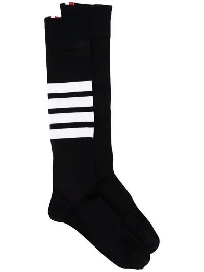 Shop Thom Browne Over The Calf Socks With 4 Bars Clothing In Blue