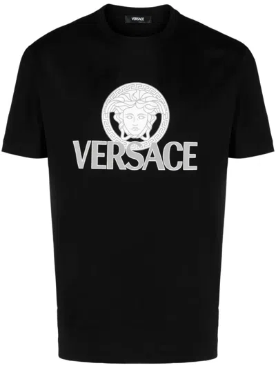 Shop Versace T-shirt With Medusa Head Print In Black