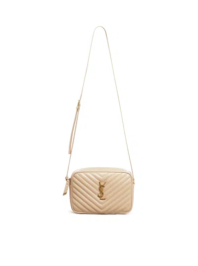 Shop Saint Laurent Lou Camera Bag In Quilted Leather In Nude & Neutrals