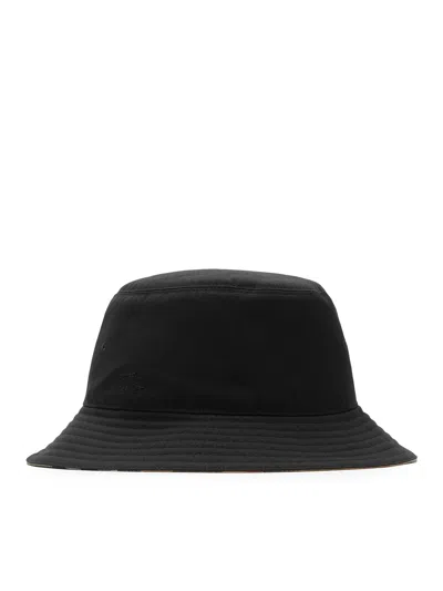 Shop Burberry Reversible Cotton Blend Bucket Hat In Black