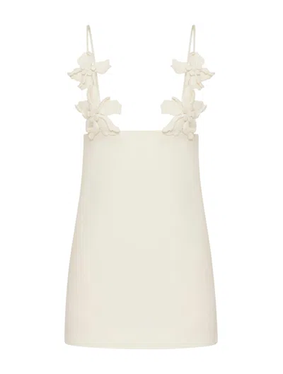 Shop Valentino Short Dress In Embroidered Crepe Couture In White