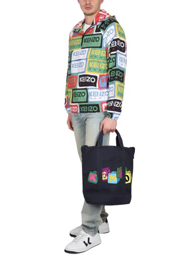Shop Kenzo " Labels" Windbreaker Jacket In Multicolour