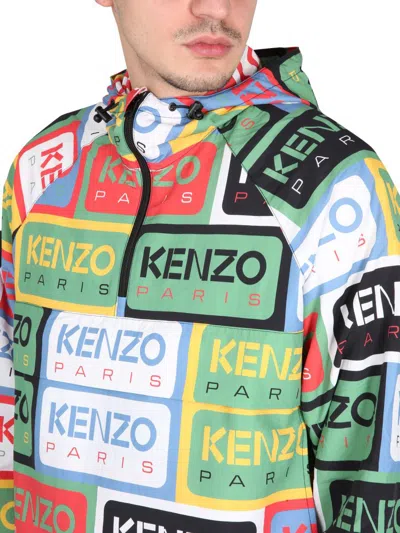 Shop Kenzo " Labels" Windbreaker Jacket In Multicolour