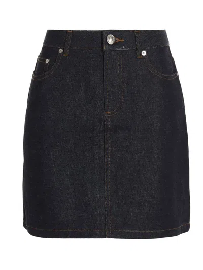 Shop Apc A.p.c. 'jupe Standard' Denim Skirt In Blue