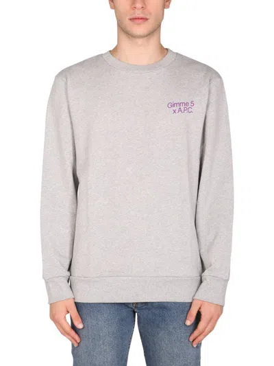Shop Apc A.p.c. Cotton Jersey Sweatshirt In Grey