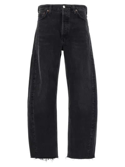 Shop Agolde 'luna Pieced' Jeans In Black