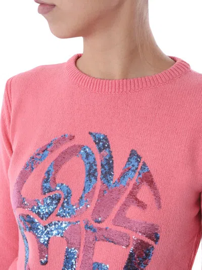 Shop Alberta Ferretti "love Me" Sweater In Fuchsia