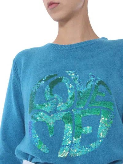 Shop Alberta Ferretti "love Me" Sweater In Baby Blue