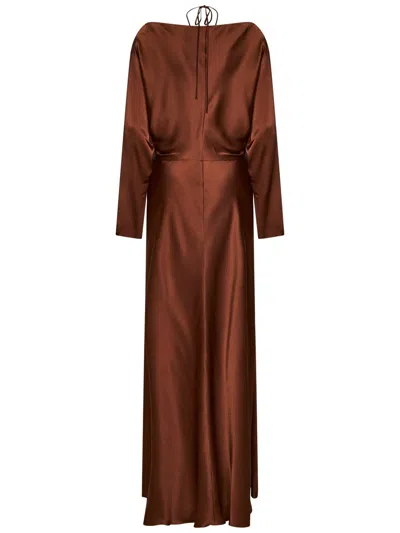 Shop Alberta Ferretti Long Dress In Brown