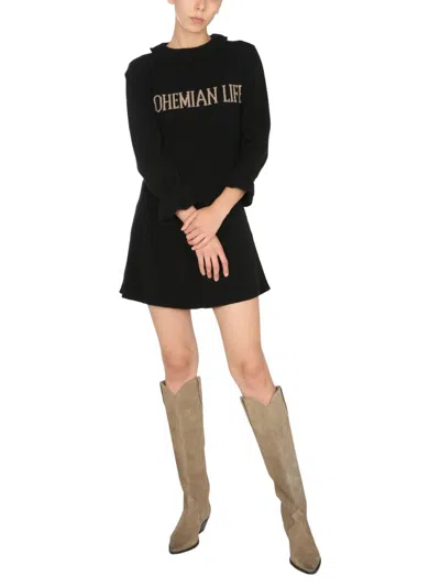 Alberta Ferretti Mini Dress In Black