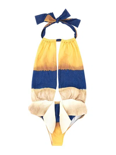 Shop Alberta Ferretti One Piece Swimsuit With Tie Dye Print In Multicolour