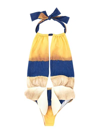 Alberta Ferretti One Piece Swimsuit With Tie Dye Print In Multicolour