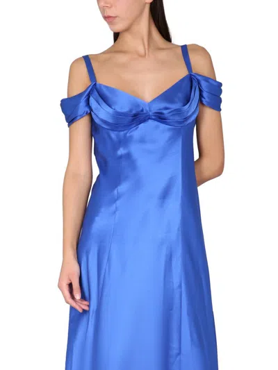 Shop Alberta Ferretti Off-the-shoulder Dress In Blue
