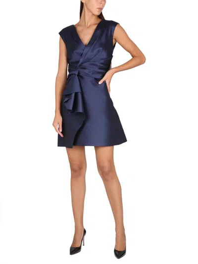 Shop Alberta Ferretti Silk Blend Dress In Blue