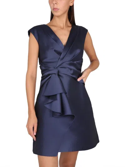 Shop Alberta Ferretti Silk Blend Dress In Blue