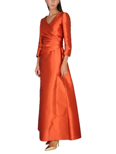 Shop Alberta Ferretti Silk Blend Dress In Red