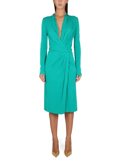 Shop Alberta Ferretti V-neck Dress In Green