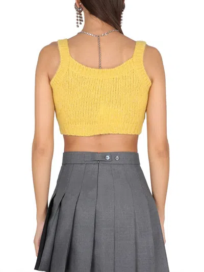 Shop Alessandra Rich Wool Knit Top In Yellow