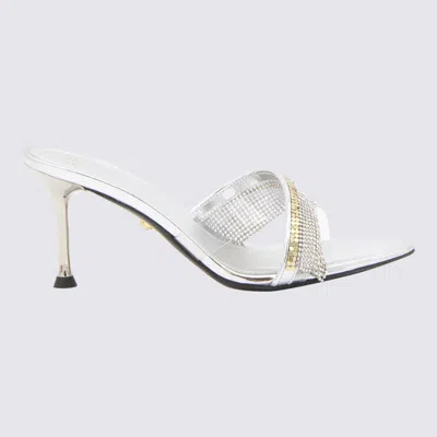 Shop Alevì Silver Leather And Metal Vegas Sandals