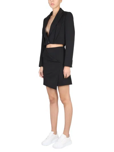 Shop Alexander Mcqueen Asymmetrical Mini Skirt In Black