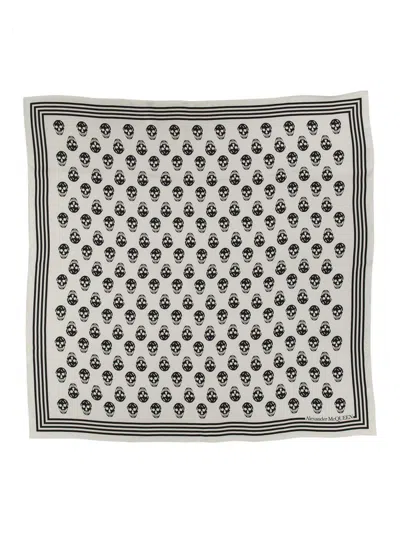 Shop Alexander Mcqueen Biker Skull Scarf In White