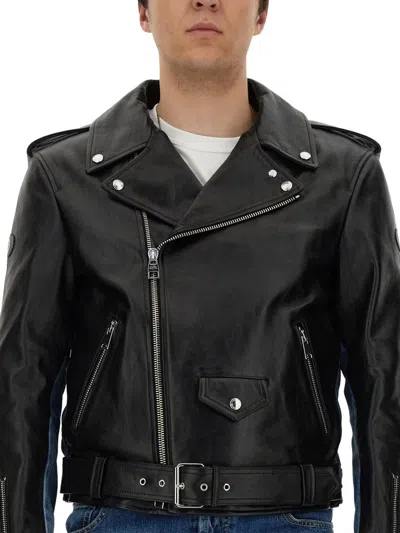 Shop Alexander Mcqueen Combo Biker Jacket In Black