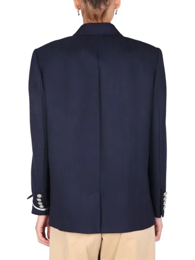 Shop Alexander Mcqueen Double-breasted Jacket In Blue
