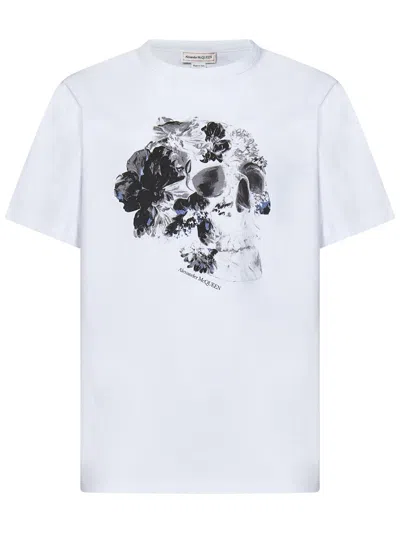 Shop Alexander Mcqueen Fold Skull T-shirt In White