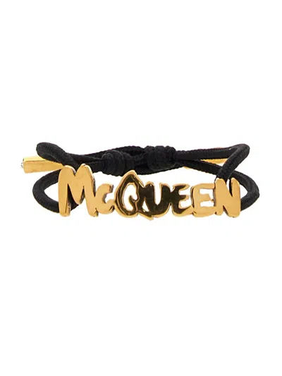Shop Alexander Mcqueen Graffiti Bracelet In Black