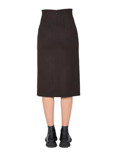 Shop Alexander Mcqueen High Waisted Skirt In Brown