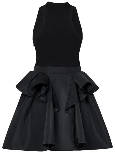 Shop Alexander Mcqueen Hybrid Mini Dress In Black