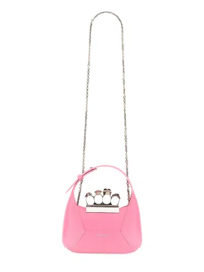 Shop Alexander Mcqueen Jewelled Mini Hobo Bag In Pink