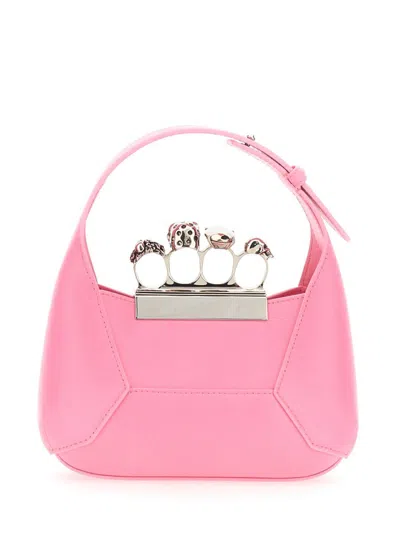 Shop Alexander Mcqueen Jewelled Mini Hobo Bag In Pink