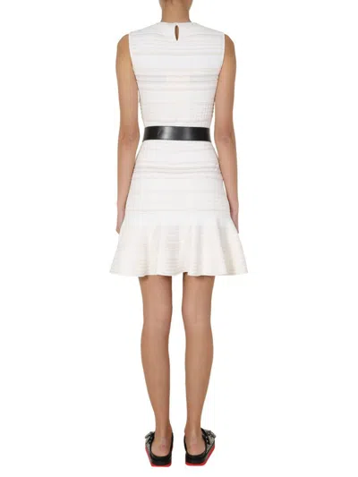 Shop Alexander Mcqueen Knitted Mini Dress In White