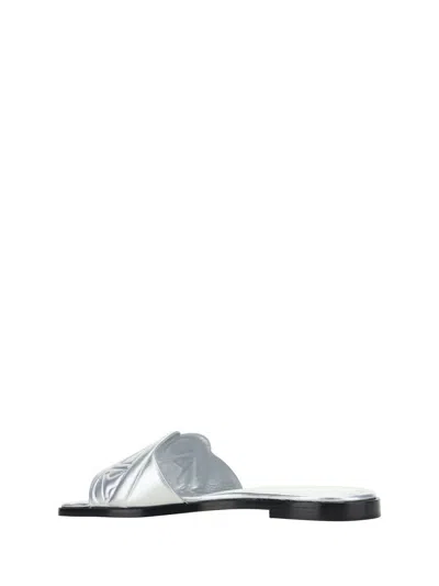 Shop Alexander Mcqueen Slippers In Silver