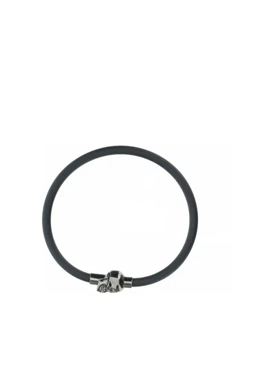 Alexander Mcqueen Skull Rubber Bracelet In Black