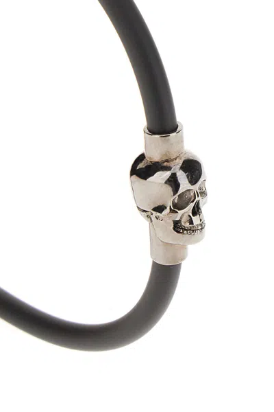 Alexander Mcqueen Skull Rubber Bracelet In Black