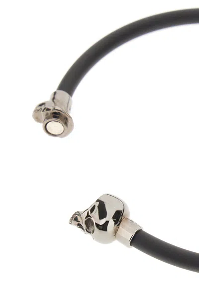Alexander Mcqueen Skull Rubber Bracelet In Black