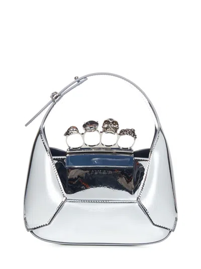 Shop Alexander Mcqueen The Jewelled Hobo Mini Handbag In Silver
