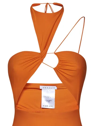 Shop Amazuìn Kaya Mini Dress In Orange