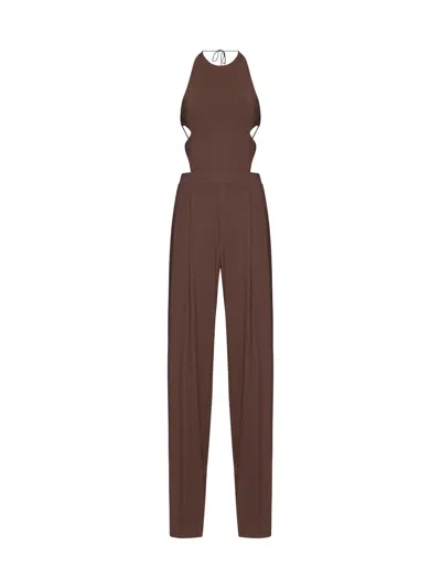 Shop Amazuìn Amazuin Trousers In Taupe Brown