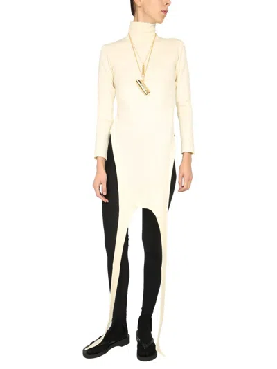 Ambush Apron Jersey Roll Neck Top In White