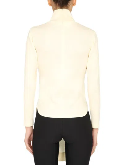 Ambush Apron Jersey Roll Neck Top In White