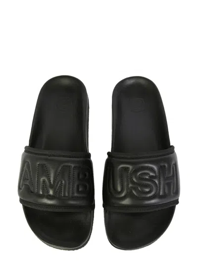 Shop Ambush Leather Slide Sandals In Black