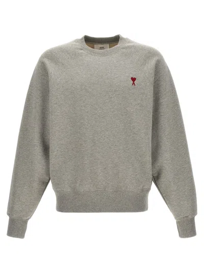 Shop Ami Alexandre Mattiussi Ami Paris 'ami De Coeur' Sweatshirt In Gray