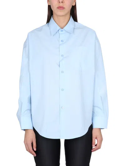 Shop Ami Alexandre Mattiussi Ami Paris Boxy Fit Poplin Shirt In Azure