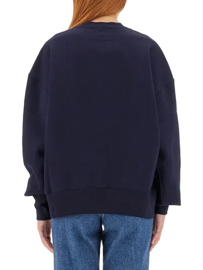 Shop Ami Alexandre Mattiussi Ami Paris Sweatshirt With Logo Embroidery Unisex In Blue