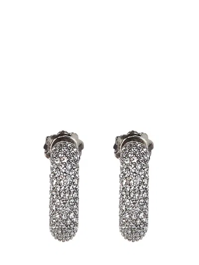 Shop Amina Muaddi 'cameron Small' Earrings In Silver