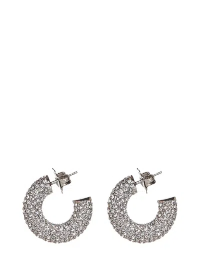 Shop Amina Muaddi 'cameron Small' Earrings In Silver